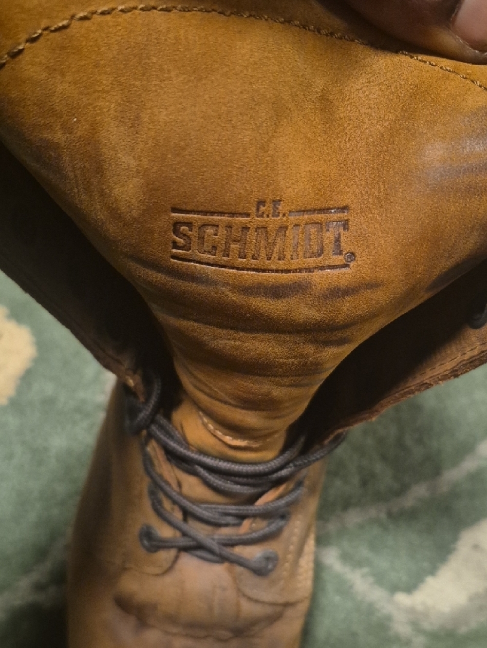 Men's Tan Leather Lace-Up Work Boots - Durable Outdoor Style - Picture 9 of 10